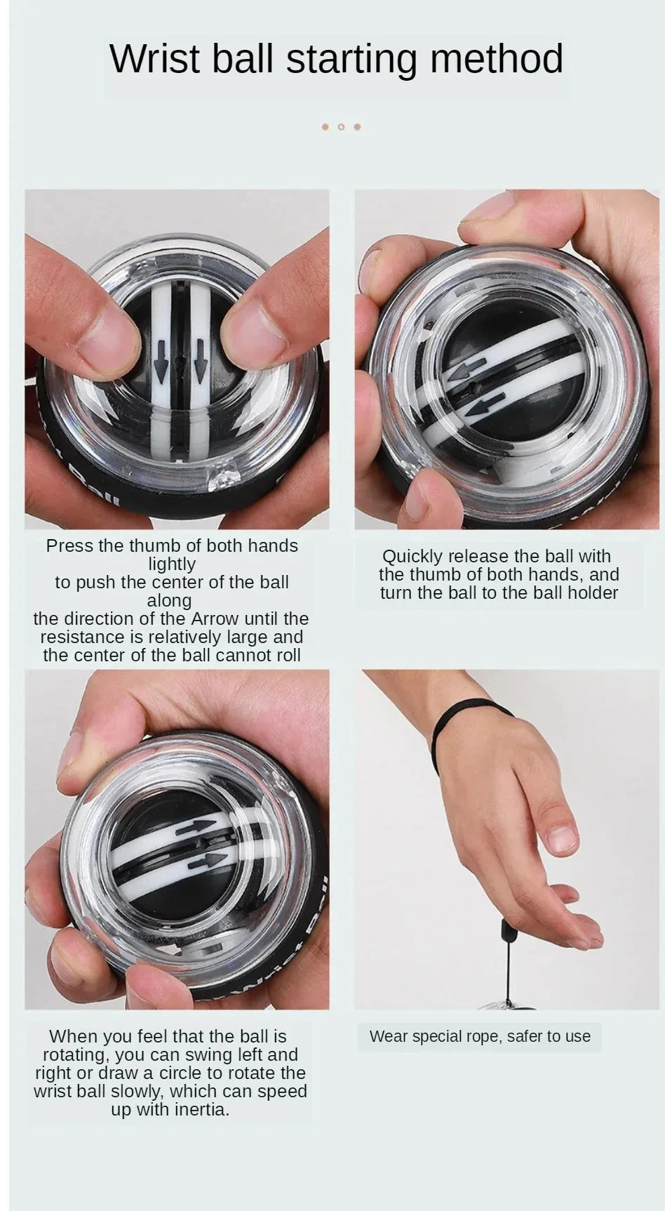 LED Powerball Wrist Trainer Ball Wrist Strengthener Gyro Self-Starting Forearm Trainer Gyro Ball for Strengthening Muscles