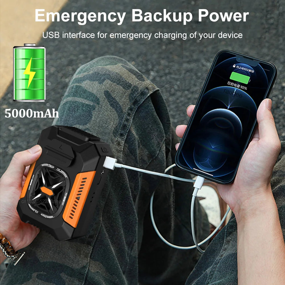Portable Waist Fan Mini Waist Clip Fan USB Rechargeable Portable Waist Belt Fan Wireless Waist Fan with Power Bank and Lighting