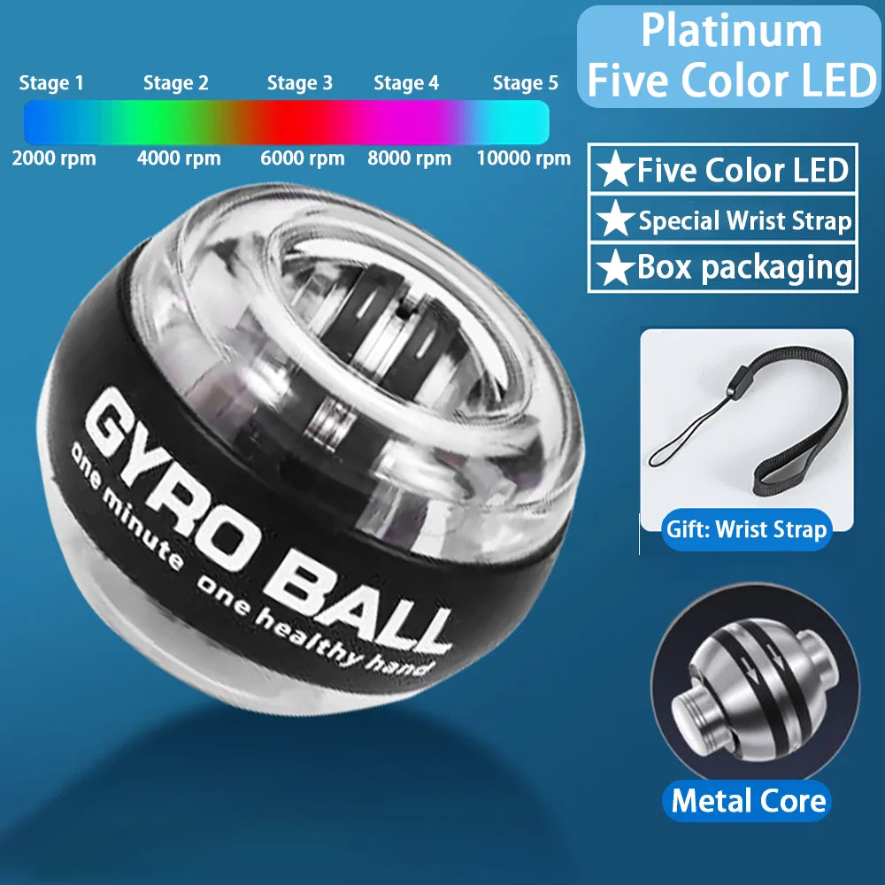 LED Powerball Wrist Trainer Ball Wrist Strengthener Gyro Self-Starting Forearm Trainer Gyro Ball for Strengthening Muscles