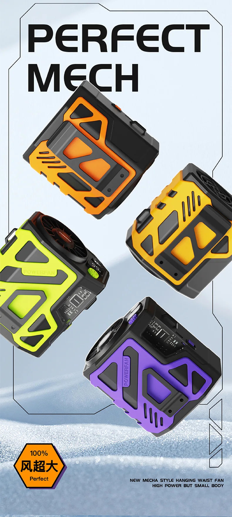 Portable Waist Fan 10000mAh Rechargeable Waist Clip Fan USB Rechargeable Sports Cooler Fan for Outdoor Sports Travel