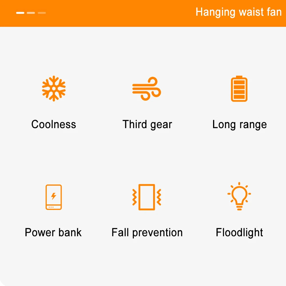 Portable Waist Fan Mini Waist Clip Fan USB Rechargeable Portable Waist Belt Fan Wireless Waist Fan with Power Bank and Lighting