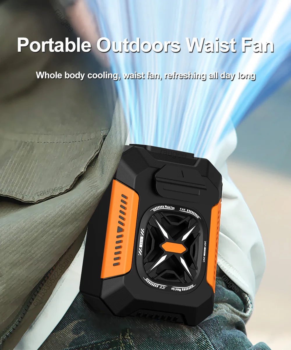 Portable Waist Fan Mini Waist Clip Fan USB Rechargeable Portable Waist Belt Fan Wireless Waist Fan with Power Bank and Lighting