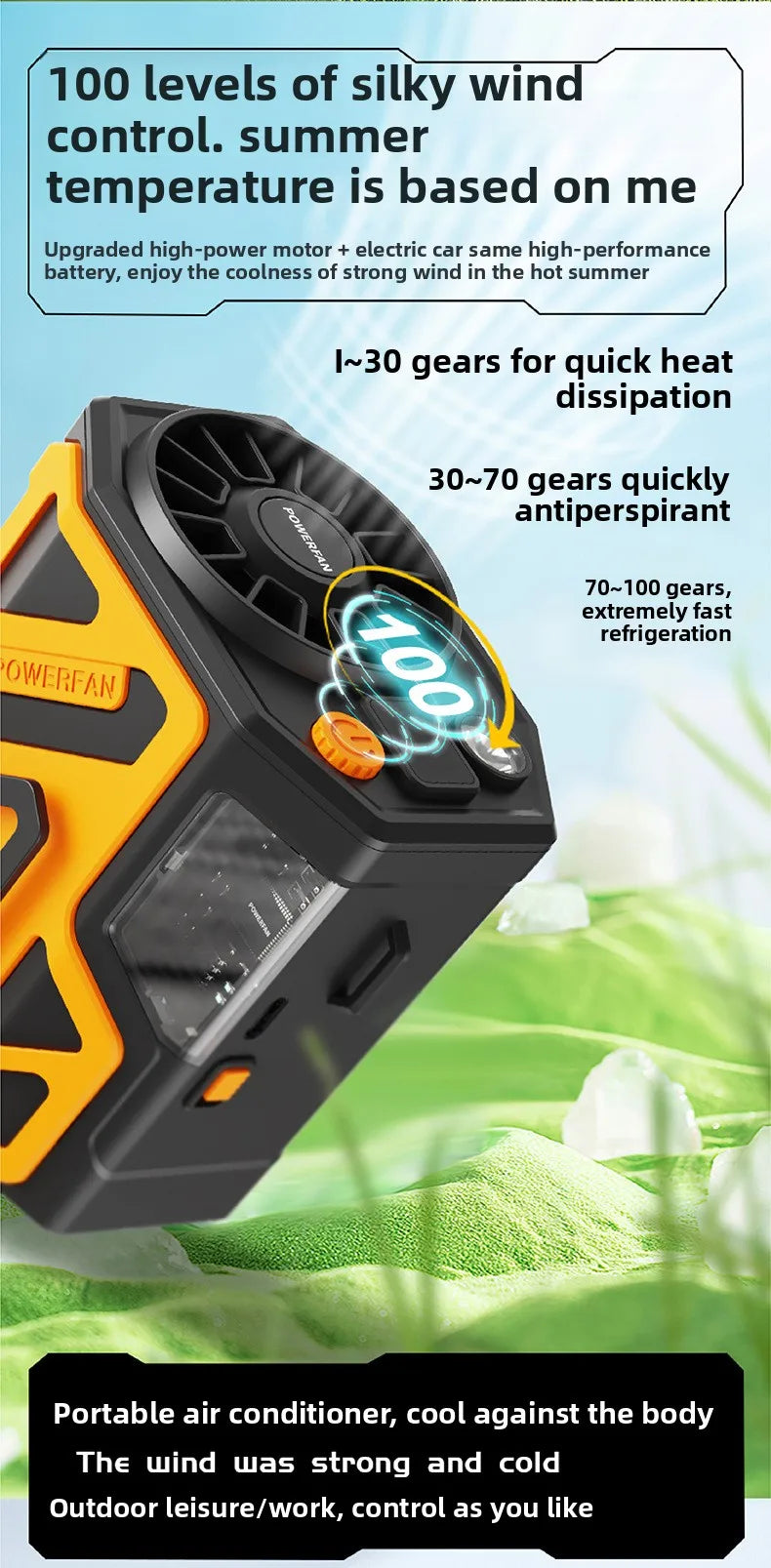 Portable Waist Fan 10000mAh Rechargeable Waist Clip Fan USB Rechargeable Sports Cooler Fan for Outdoor Sports Travel