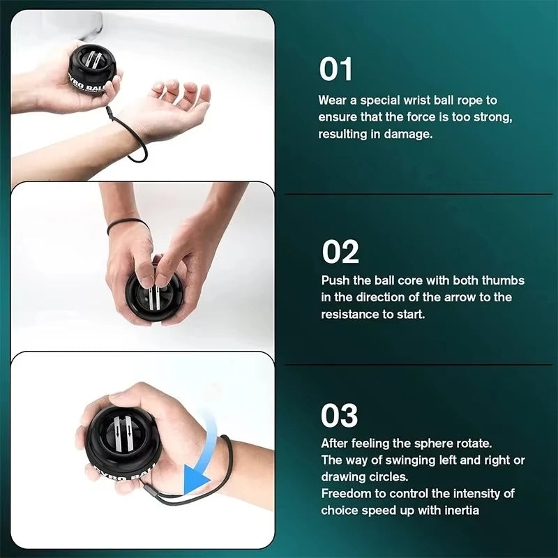 LED Powerball Wrist Trainer Ball Wrist Strengthener Gyro Self-Starting Forearm Trainer Gyro Ball for Strengthening Muscles
