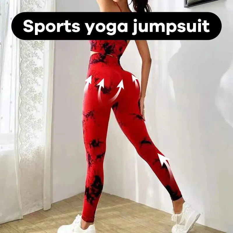 Tie Dye Women's Tracksuit Fitness Yoga Sets Sportswear Workout Bra+High Waist Leggings