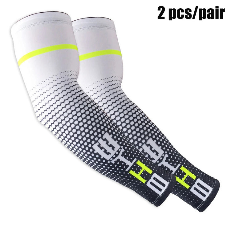 Cooling compression arm sleeves with UPF 50+ sun protection