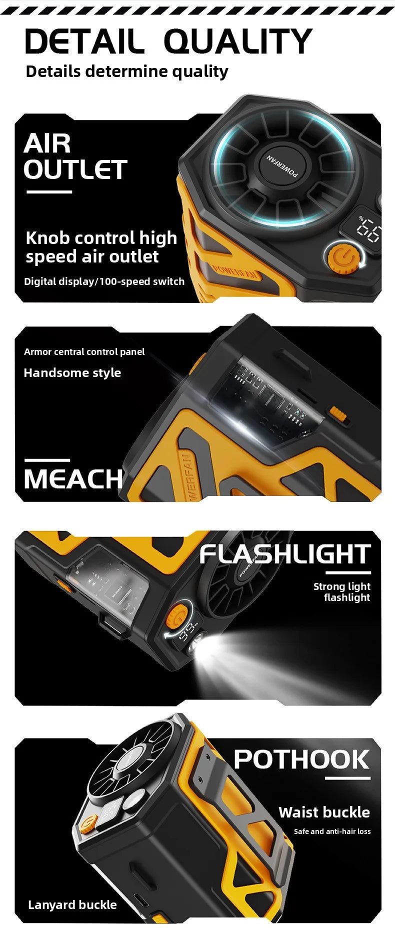 Portable Waist Fan 10000mAh Rechargeable Waist Clip Fan USB Rechargeable Sports Cooler Fan for Outdoor Sports Travel