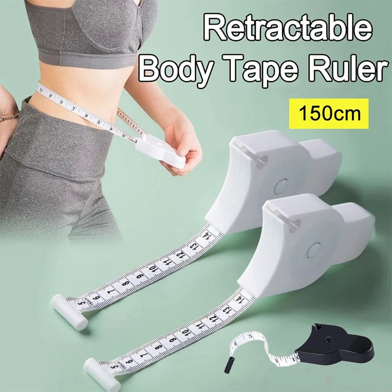 150CM Body Measuring Tape Retractable Body Tape Ruler Dual Sided Metric Meter Ruler Fat Weight Loss Fitness Accurate Tool