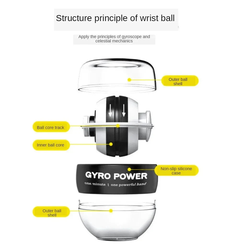 LED Powerball Wrist Trainer Ball Wrist Strengthener Gyro Self-Starting Forearm Trainer Gyro Ball for Strengthening Muscles