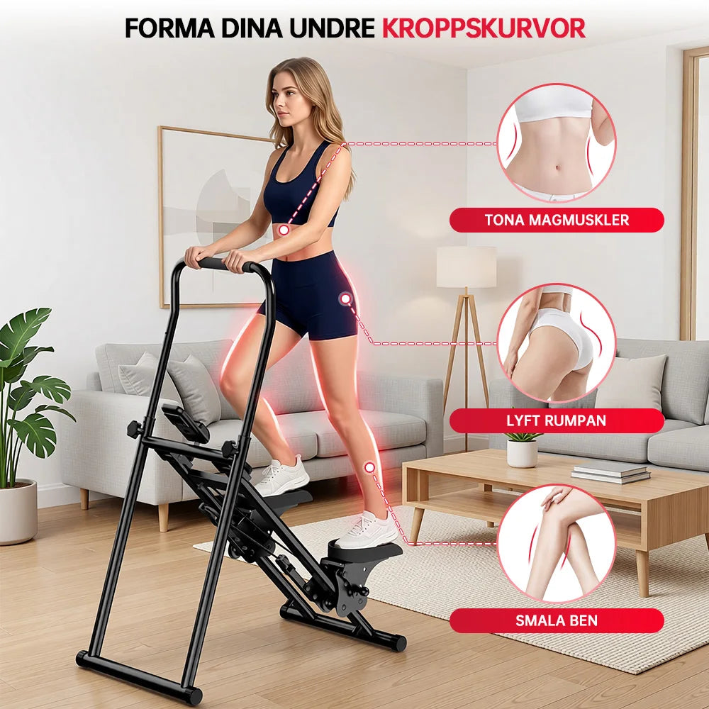 Foldable Stair Stepper with Adjustable Handlebar Pedals Triangular Steel Frame, LCD Workout Display Home Climbing Cardio Trainer