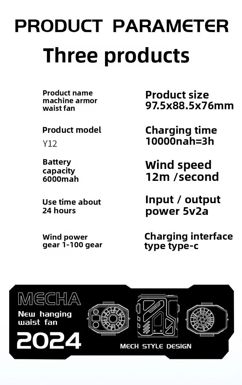 10000mAh Portable Waist Fan
