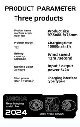 10000mAh Portable Waist Fan