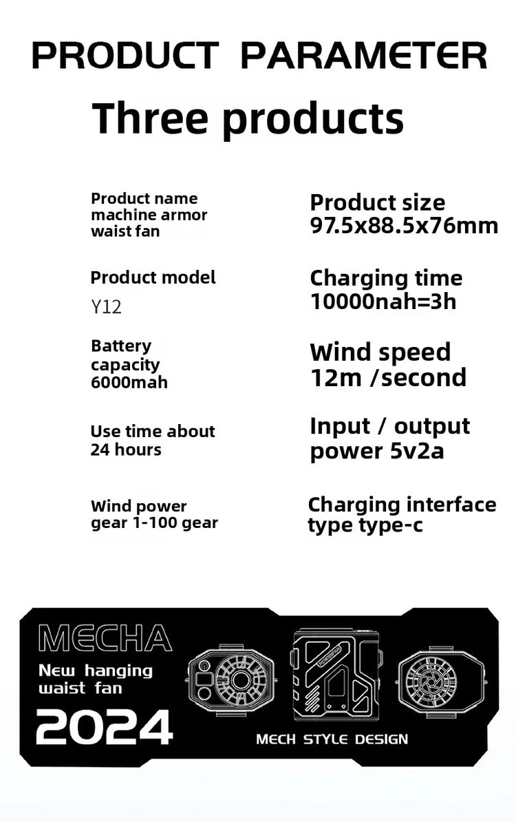 10000mAh Portable Waist Fan