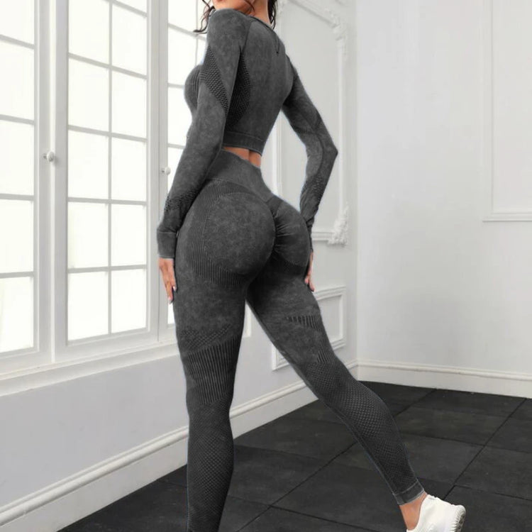 Women’s acid wash seamless gym set with leggings