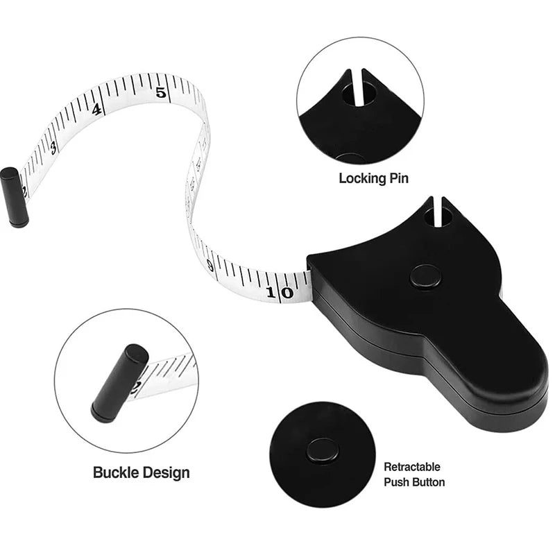 150CM Body Measuring Tape Retractable Body Tape Ruler Dual Sided Metric Meter Ruler Fat Weight Loss Fitness Accurate Tool