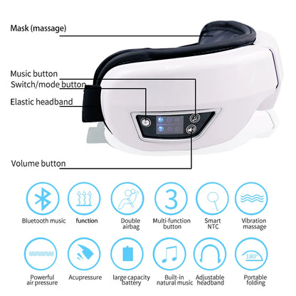 Smart Eye Massage Instrument Vibration Eye Care Massager Airbag Compress Bluetooth Music Eye Relax Fatigue Massage Sleep Mask