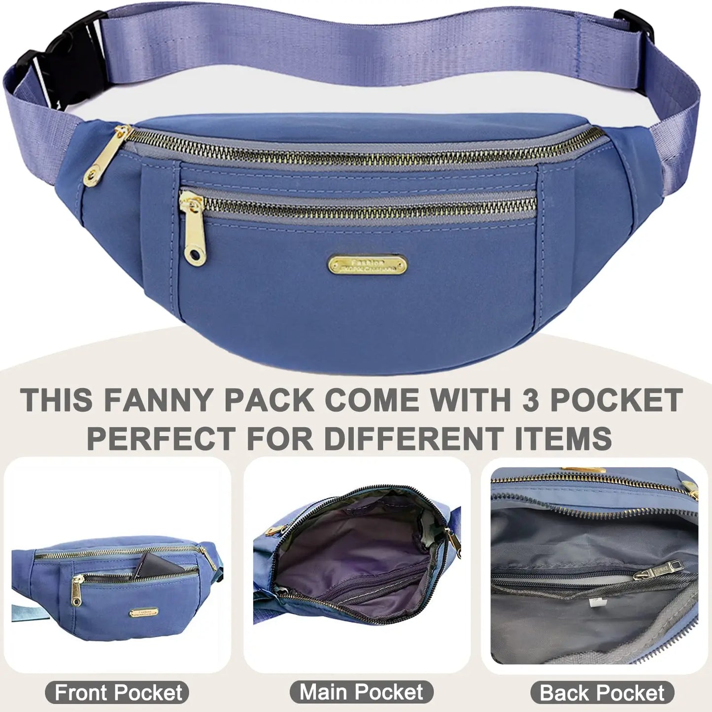 Fanny Packs for Fashion Waist Packs Lightweight Crossbody Bags Bum Bag for Running Hiking Travel Workout