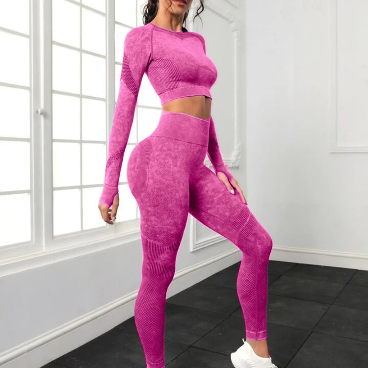 Women’s acid wash seamless gym set with leggings