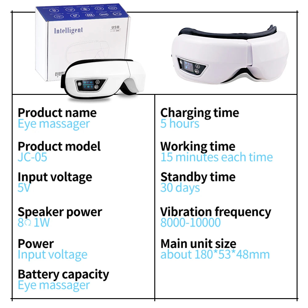 Smart Eye Massage Instrument Vibration Eye Care Massager Airbag Compress Bluetooth Music Eye Relax Fatigue Massage Sleep Mask