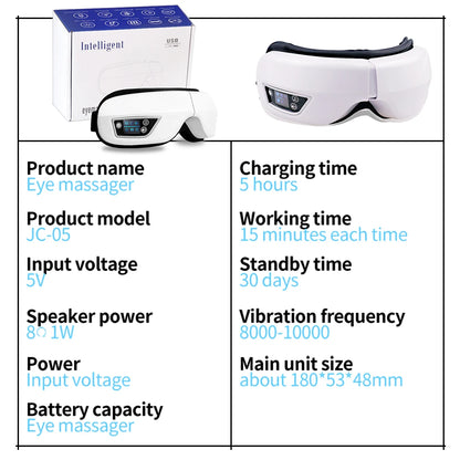 Smart Eye Massage Instrument Vibration Eye Care Massager Airbag Compress Bluetooth Music Eye Relax Fatigue Massage Sleep Mask