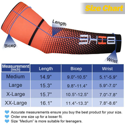 1 Pair Professional Sports UV Sun Protection Cooling Compression Sleeves Arm Sleeves Cool Men and Women Cycling Elbow Support