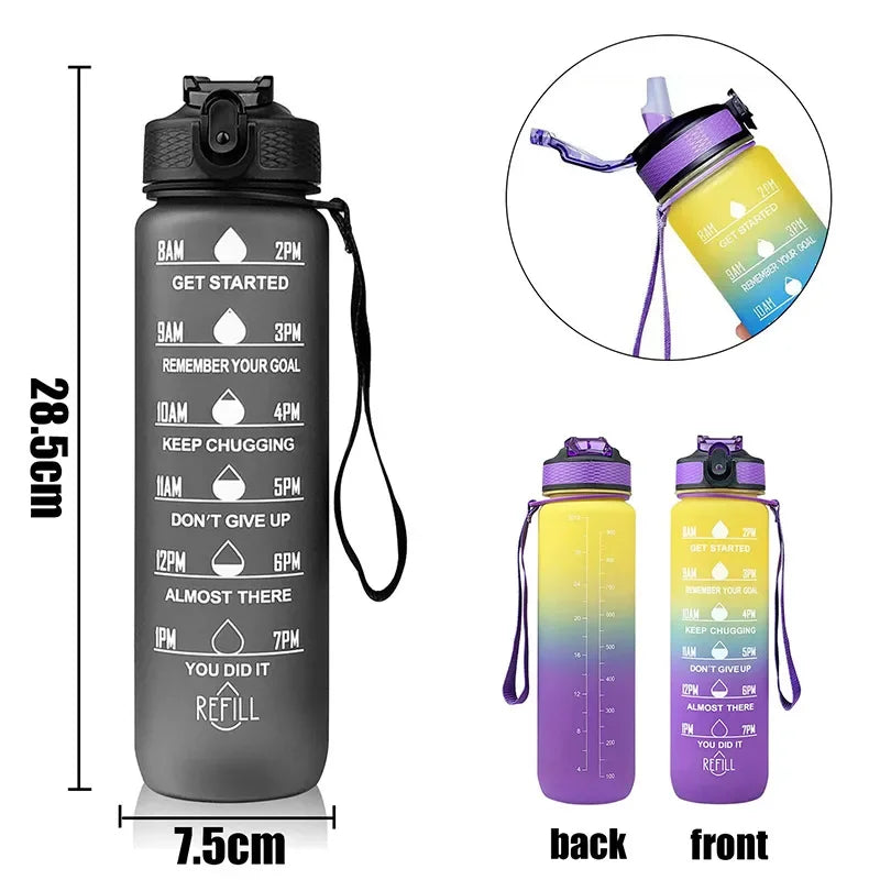 1 Liter Water Bottle Leakproof Drinking Bottles Outdoor Travel Gym Fitness Jugs