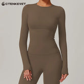 Women’s long sleeve gym shirt for workouts