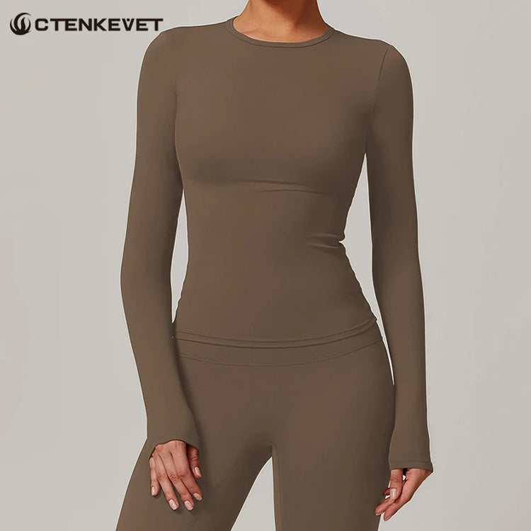 Women’s long sleeve gym shirt for workouts