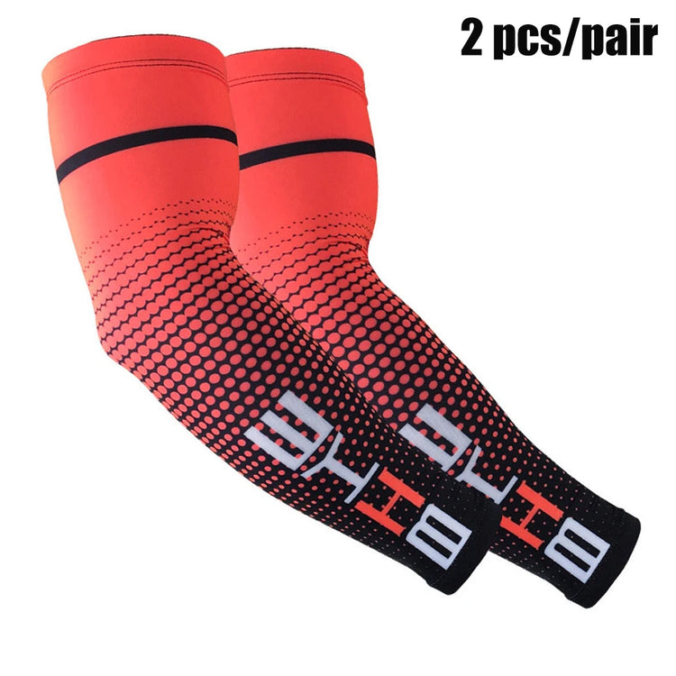 Cooling compression arm sleeves with UPF 50+ sun protection