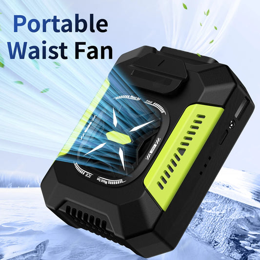 Portable Waist Fan Mini Waist Clip Fan USB Rechargeable Portable Waist Belt Fan Wireless Waist Fan with Power Bank and Lighting