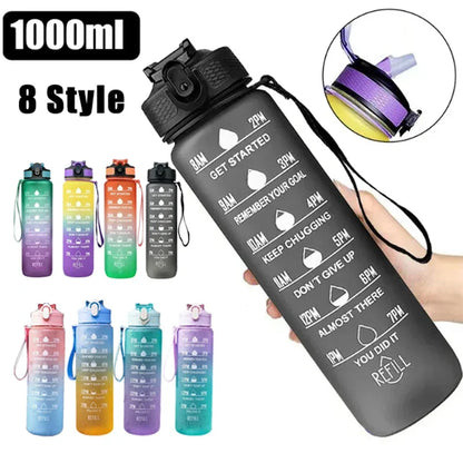 1 Liter Water Bottle Leakproof Drinking Bottles Outdoor Travel Gym Fitness Jugs