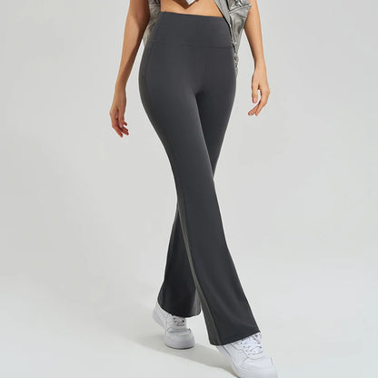 High Waist Yoga Pants High Elastic Sports Outer Wear Double Side Sharpened Bottom Pants Quick Dry Running Micro Flare Pants