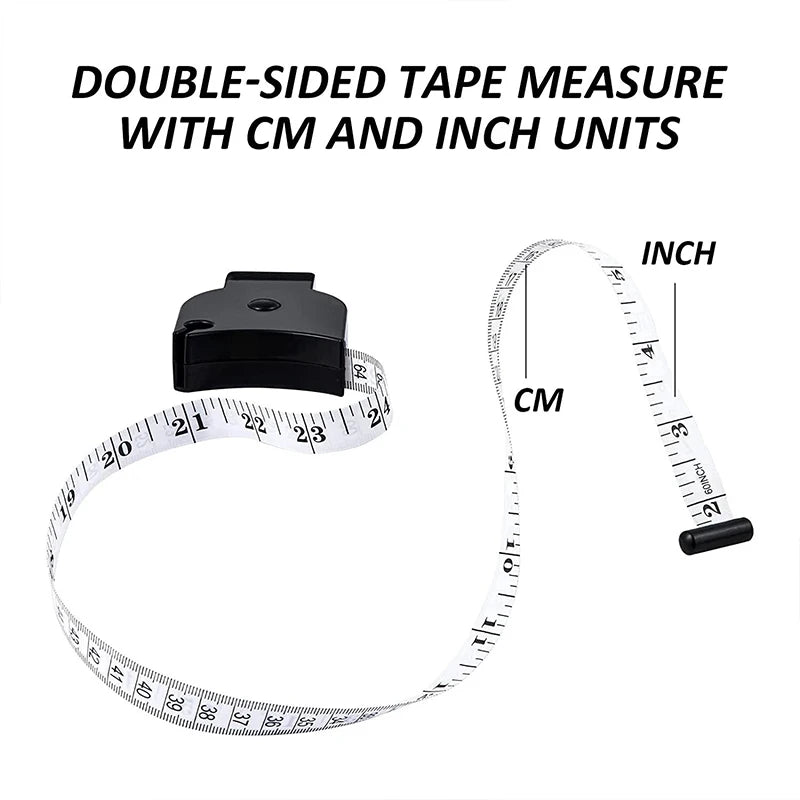 150CM Body Measuring Tape Retractable Body Tape Ruler Dual Sided Metric Meter Ruler Fat Weight Loss Fitness Accurate Tool