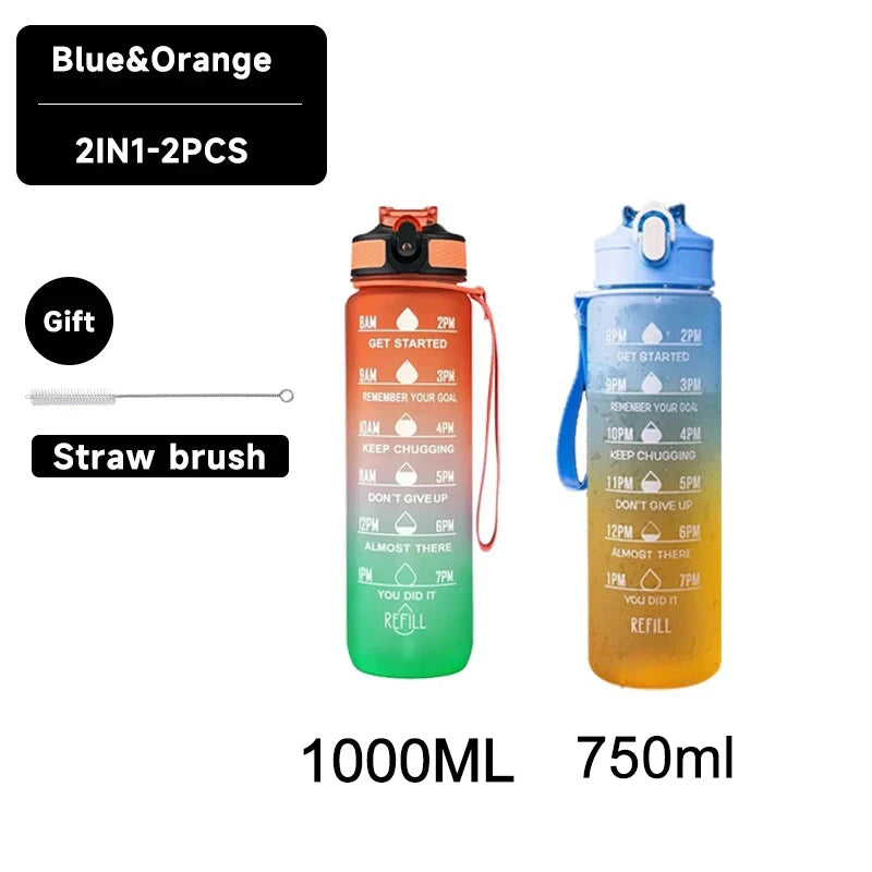 1 Liter Water Bottle Leakproof Drinking Bottles Outdoor Travel Gym Fitness Jugs