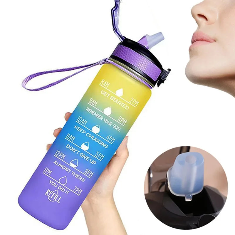 1 Liter Water Bottle Leakproof Drinking Bottles Outdoor Travel Gym Fitness Jugs