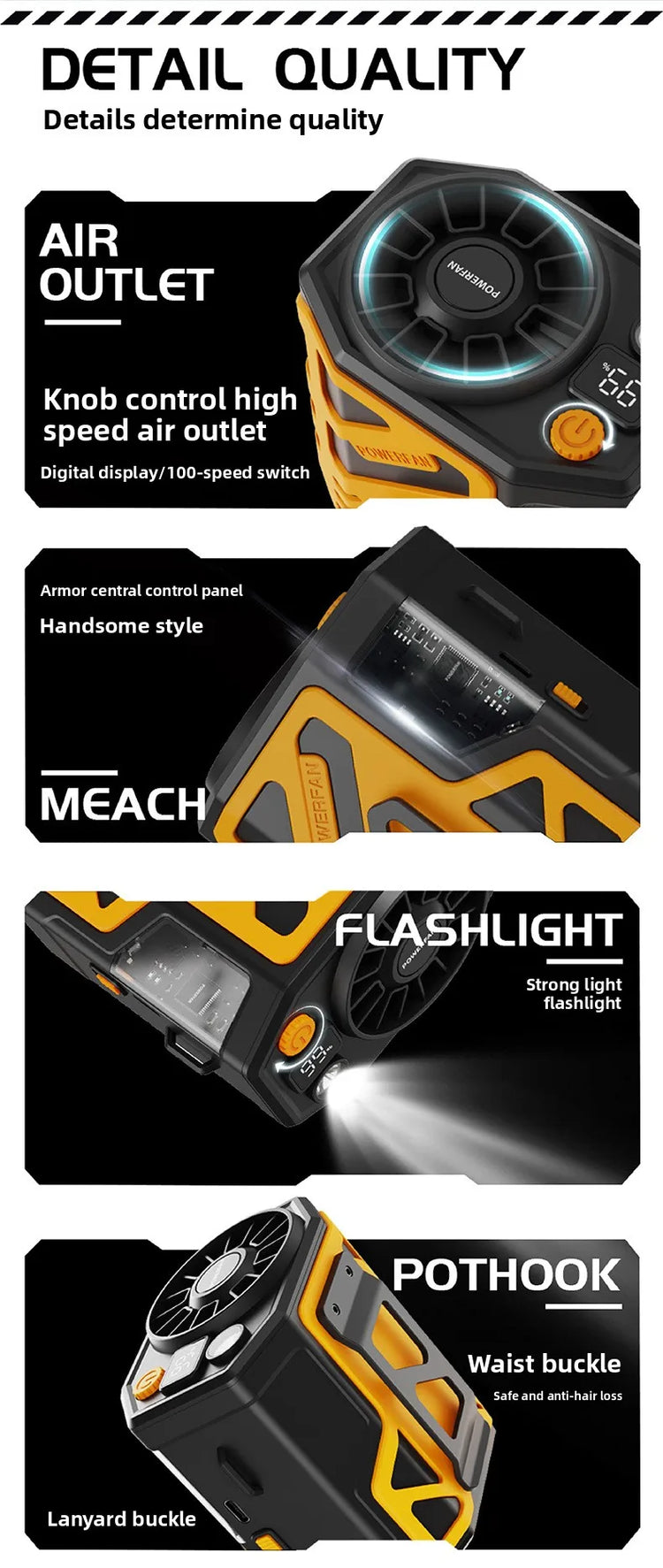 10000mAh Portable Waist Fan