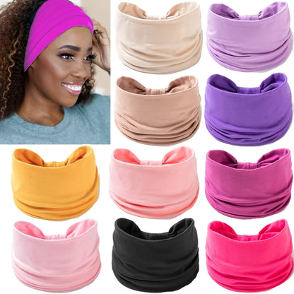 Wide -Side Elastic Band  Woman Yoga Hairbands Solid Color sports Hair Band tie Bandanas Fashion Headband  Headwear Turbans